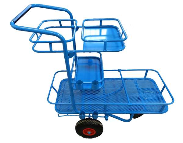 Image de Chariot extérieur-grosses roues-2étagère-support sac/balais