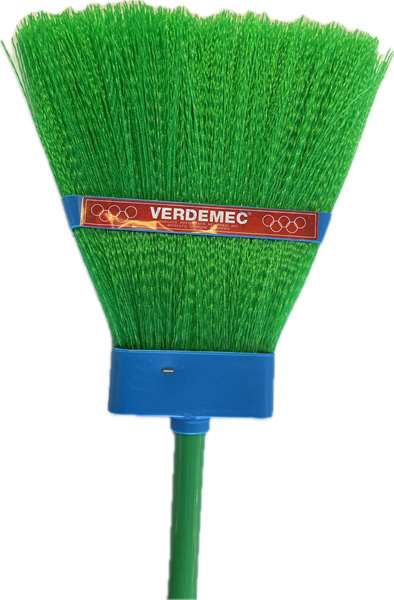 Image de Balais paille de riz synthétique vert avec manche 140cm