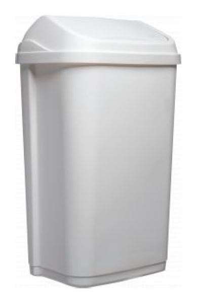 Image de Poubelle plastique blanc 50L couvercle basculant