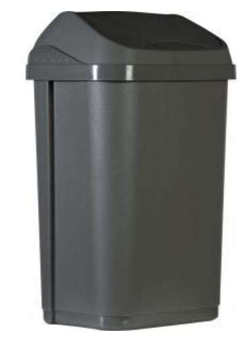 Image de Poubelle plastique gris 50L couvercle basculant