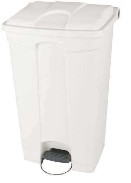 Image de Poubelle plastique blanc 90L à pédale couvercle blanc
