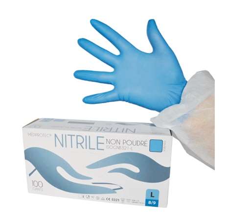 Image de Gant d'examen nitrile bleu non poudré-boite 100 M