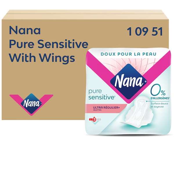 Image de Nana Serviettes Pure Sensitive Ultra plus av. ailettes 2x150