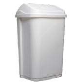 Image de Poubelle plastique blanc 25L couvercle basculant recyclée