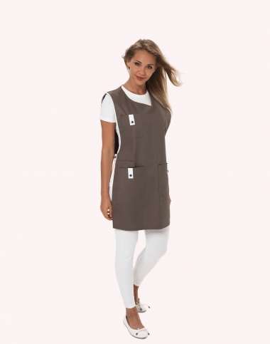 Image de Chasuble ALICE taupe/blanc PT